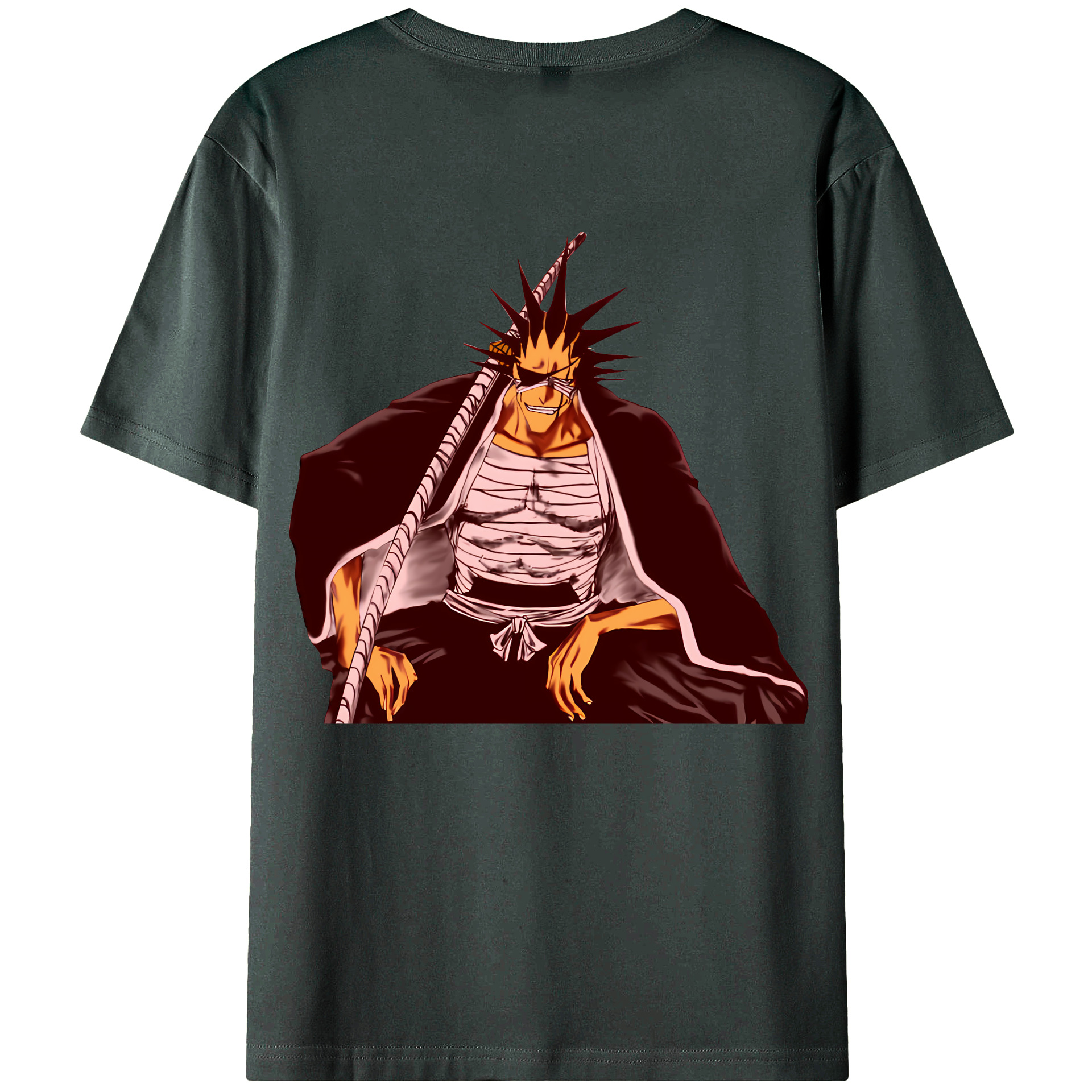 （画像用） ブリーチ ざらき けんぱち BLEACH Zaraki Kenpachi 綿100％ メンズ半袖Tシャツ（バックプリント） 通気性